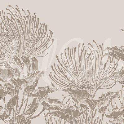 Tapet floral gri cu design elegant într-un living modern