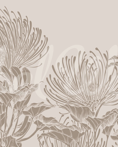 Tapet floral gri cu design elegant într-un living modern