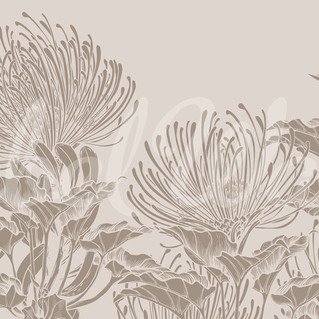 Tapet floral gri cu design elegant într-un living modern