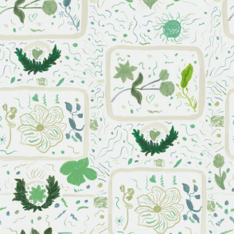 Tapet cu design floral verde într-o cameră decorată