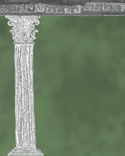 Fototapet verde cu design coloane clasice
