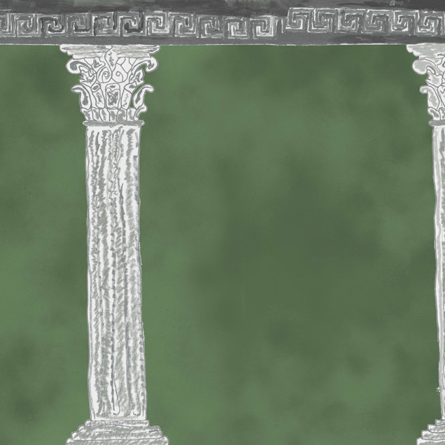 Fototapet verde cu design coloane clasice