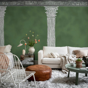 Fototapet verde cu design coloane clasice