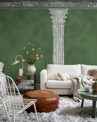 Fototapet verde cu design coloane clasice