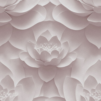 Fototapet floral roz în living modern