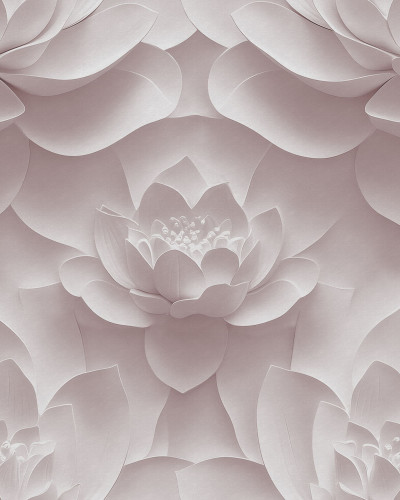 Fototapet floral roz în living modern