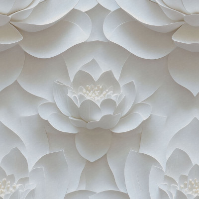 Tapet floral alb cu design de lotus în living modern