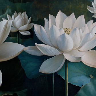 Fototapet cu flori de lotus albe într-un interior elegant