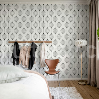 Tapet cu model retro abstract în nuanțe de negru și alb