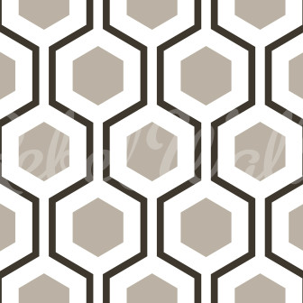 Tapet cu model geometric de hexagoane gri într-un living modern