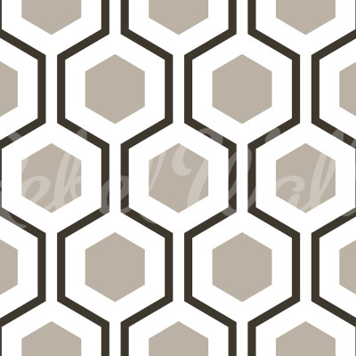 Tapet cu model geometric de hexagoane gri într-un living modern