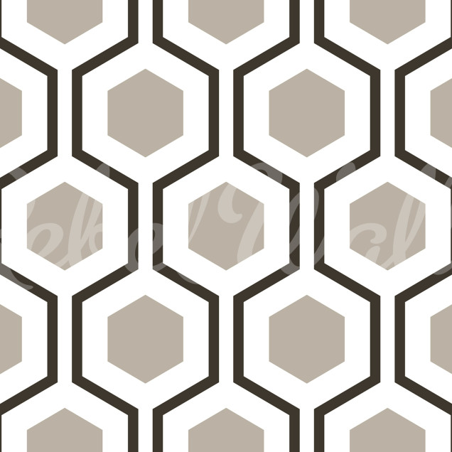 Tapet cu model geometric de hexagoane gri într-un living modern