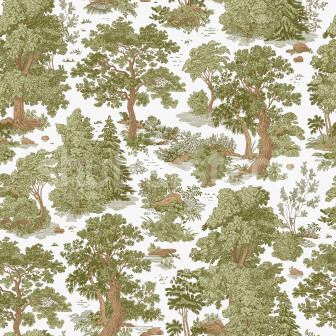 Woodland Toile, Light Green, Rebel Walls