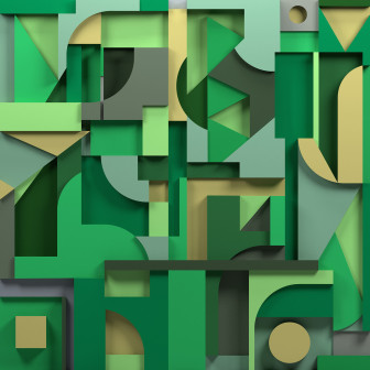 Tapet abstract verde în dormitor