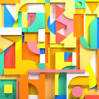 Fototapet geometric multicolor într-un birou modern