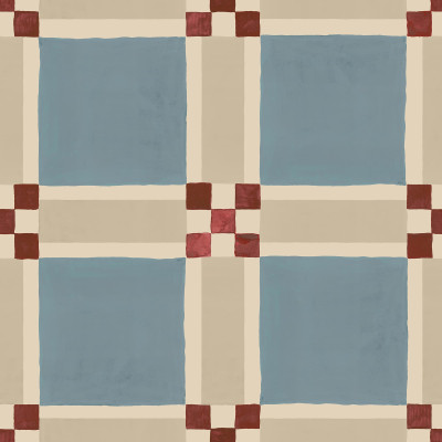 Tapet cu model geometric albastru deschis într-un living modern