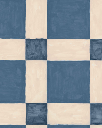 Tapet cu model geometric albastru deschis într-un dormitor modern