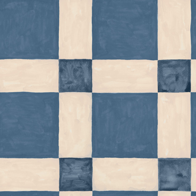 Tapet cu model geometric albastru deschis într-un dormitor modern