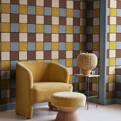 Tapet cu model de pătrate colorate, decor modern