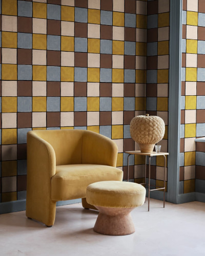Tapet cu model de pătrate colorate, decor modern
