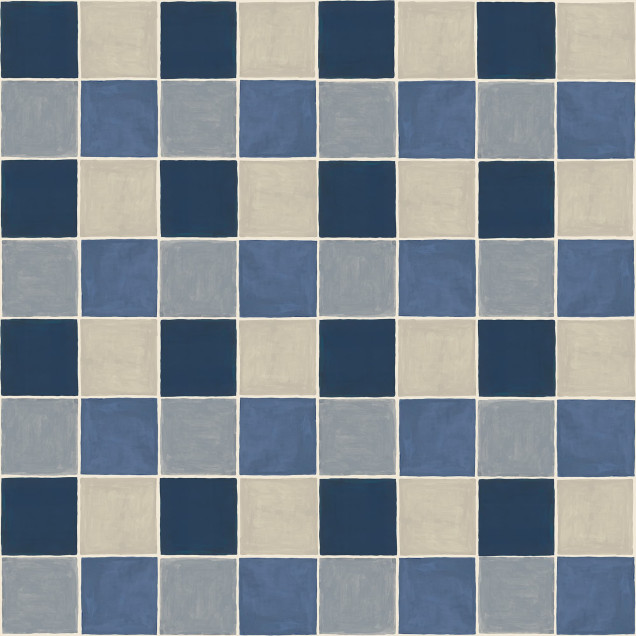 Tapet cu model de plăci ceramice albastre într-un interior modern