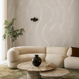 Tapet bej cu model de linii într-un interior modern