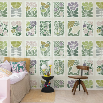 Tapet floral pastel cu design artistic