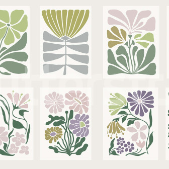 Tapet floral pastel cu design artistic