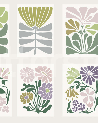 Tapet floral pastel cu design artistic