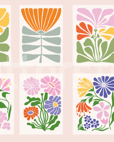 Tapet floral cu design modern într-un living luminos