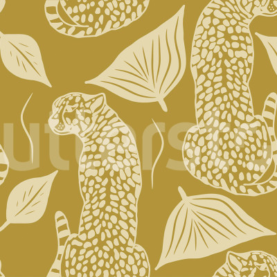 Tapet cu model leopard galben pentru un decor interior modern