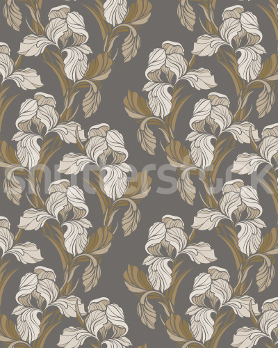 Tapet floral maro cu design elegant într-un living