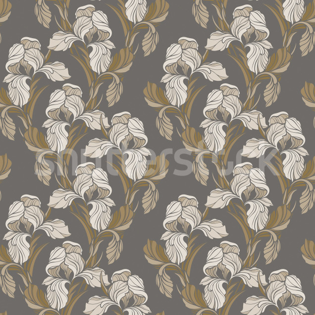 Tapet floral maro cu design elegant într-un living