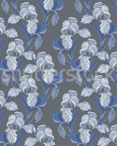 Tapet floral albastru in bucatarie