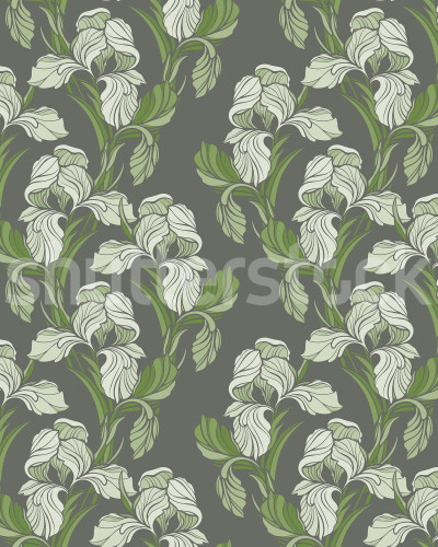 Tapet floral verde cu detalii delicate într-o sufragerie elegantă