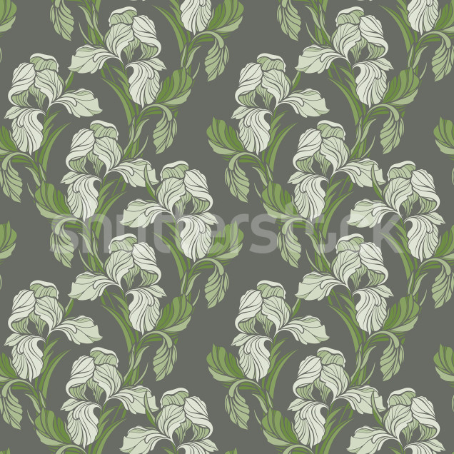 Tapet floral verde cu detalii delicate într-o sufragerie elegantă