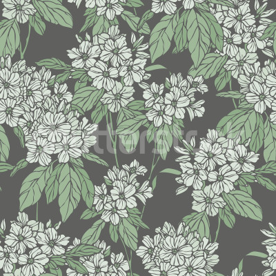 Tapet floral verde în decorul unei sufragerii elegante