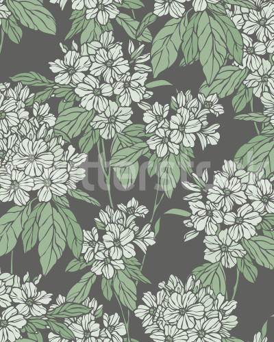 Tapet floral verde în decorul unei sufragerii elegante