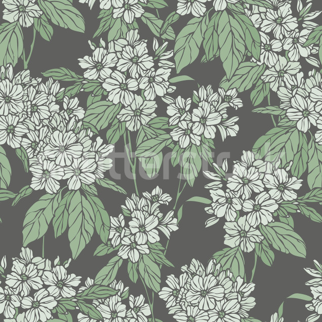 Tapet floral verde în decorul unei sufragerii elegante