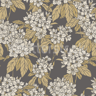 Tapet floral maro cu design elegant într-un living modern