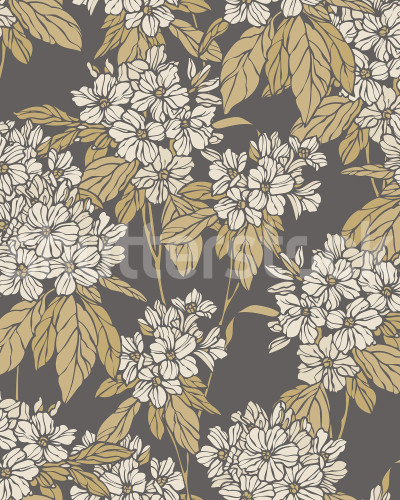 Tapet floral maro cu design elegant într-un living modern
