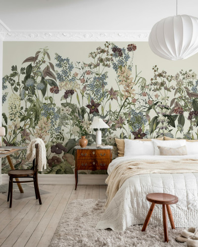 Fototapet floral cu design delicat, ideal pentru dormitor sau living