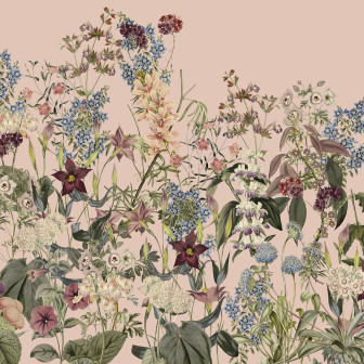 Tapet floral roz cu design elegant într-un interior modern