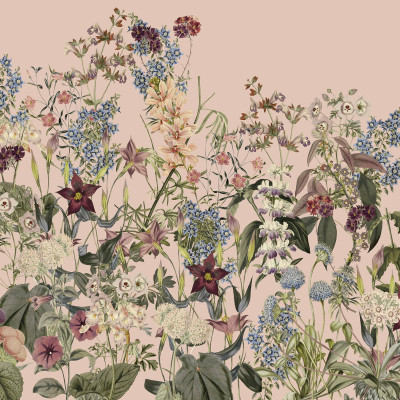 Tapet floral roz cu design elegant într-un interior modern