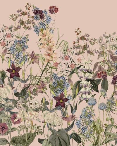 Tapet floral roz cu design elegant într-un interior modern