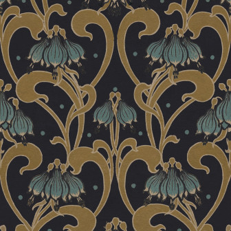 Art Nouveau Flower, Brown, Rebel Walls