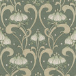 Art Nouveau Flower, Green, Rebel Walls