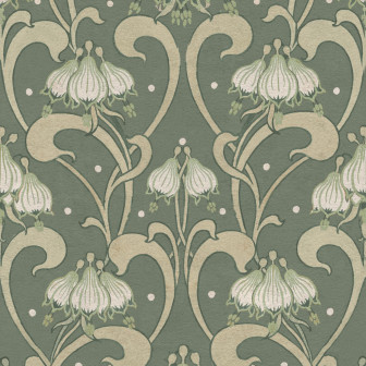 Art Nouveau Flower, Green, Rebel Walls