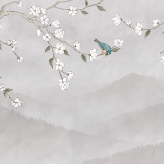 Bird in Tree, White, Rebel Walls