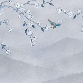 Bird in Tree, Blue, Rebel Walls